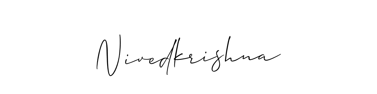 Also we have Nivedkrishna name is the best signature style. Create professional handwritten signature collection using Allison_Script autograph style. Nivedkrishna signature style 2 images and pictures png