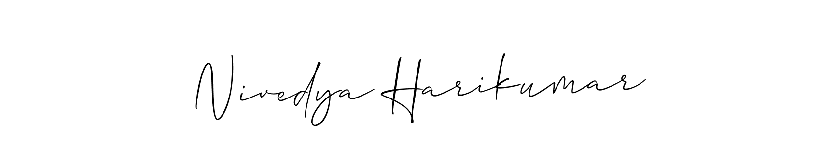 Create a beautiful signature design for name Nivedya Harikumar. With this signature (Allison_Script) fonts, you can make a handwritten signature for free. Nivedya Harikumar signature style 2 images and pictures png