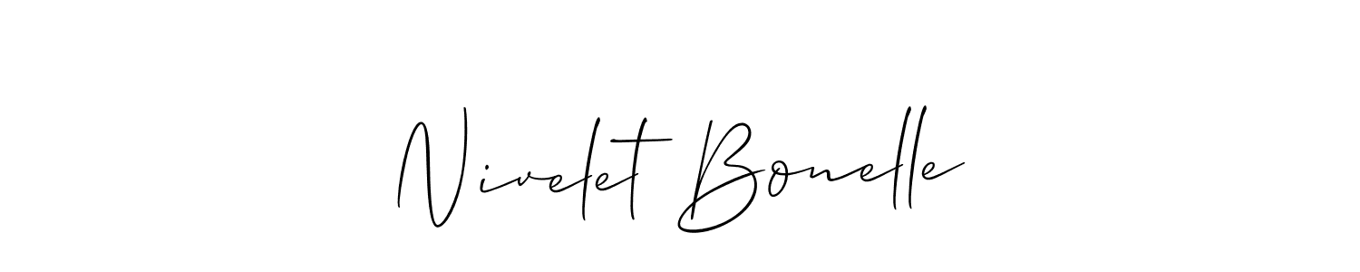 Check out images of Autograph of Nivelet Bonelle name. Actor Nivelet Bonelle Signature Style. Allison_Script is a professional sign style online. Nivelet Bonelle signature style 2 images and pictures png