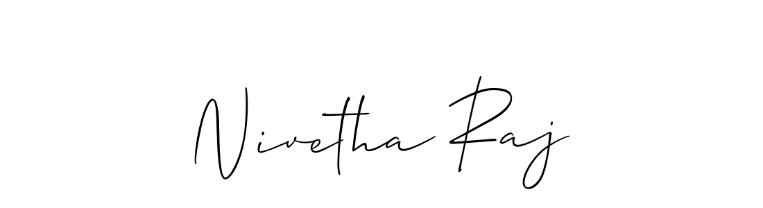 It looks lik you need a new signature style for name Nivetha Raj. Design unique handwritten (Allison_Script) signature with our free signature maker in just a few clicks. Nivetha Raj signature style 2 images and pictures png