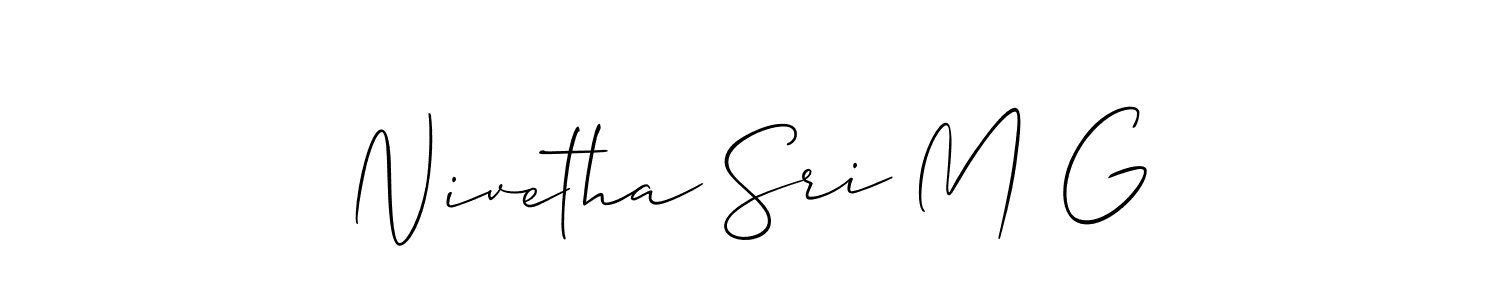 Make a beautiful signature design for name Nivetha Sri M G. With this signature (Allison_Script) style, you can create a handwritten signature for free. Nivetha Sri M G signature style 2 images and pictures png