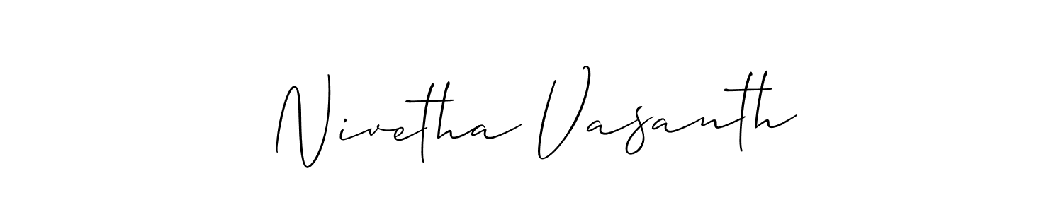 How to Draw Nivetha Vasanth signature style? Allison_Script is a latest design signature styles for name Nivetha Vasanth. Nivetha Vasanth signature style 2 images and pictures png