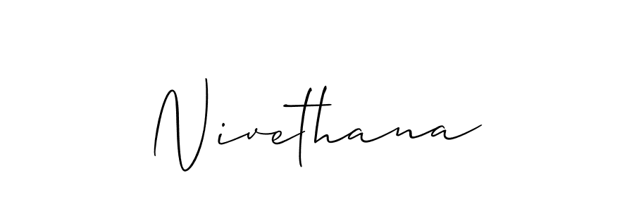 Also we have Nivethana name is the best signature style. Create professional handwritten signature collection using Allison_Script autograph style. Nivethana signature style 2 images and pictures png