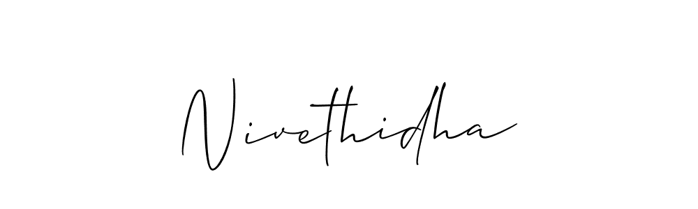 Also You can easily find your signature by using the search form. We will create Nivethidha name handwritten signature images for you free of cost using Allison_Script sign style. Nivethidha signature style 2 images and pictures png