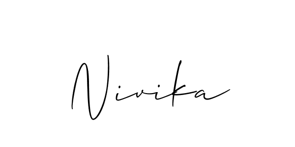 How to make Nivika name signature. Use Allison_Script style for creating short signs online. This is the latest handwritten sign. Nivika signature style 2 images and pictures png