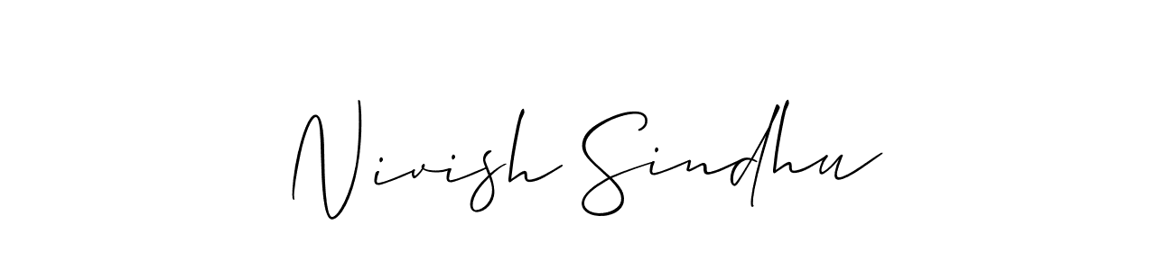 The best way (Allison_Script) to make a short signature is to pick only two or three words in your name. The name Nivish Sindhu include a total of six letters. For converting this name. Nivish Sindhu signature style 2 images and pictures png