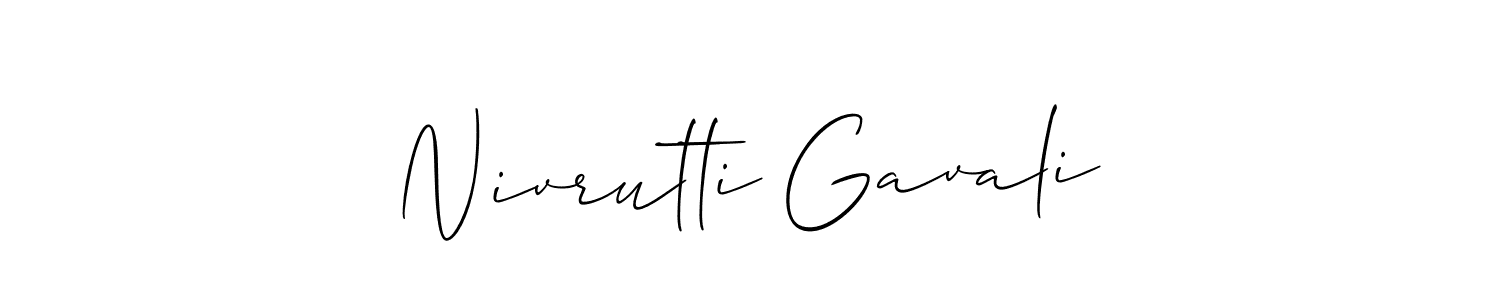 How to make Nivrutti Gavali name signature. Use Allison_Script style for creating short signs online. This is the latest handwritten sign. Nivrutti Gavali signature style 2 images and pictures png