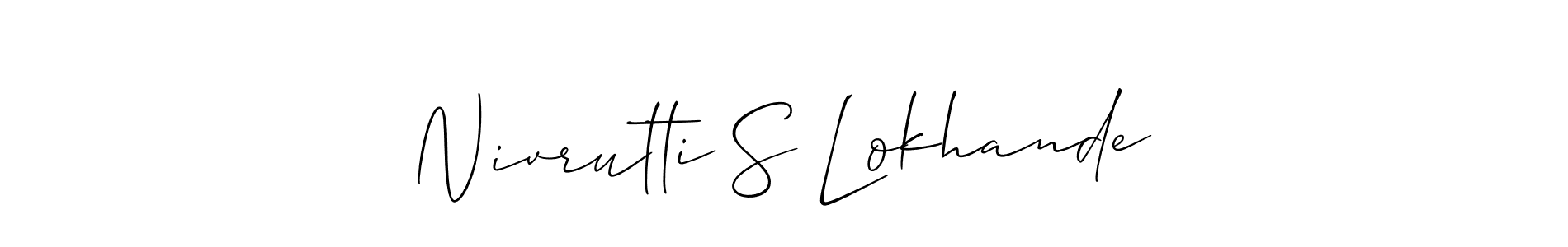 This is the best signature style for the Nivrutti S Lokhande name. Also you like these signature font (Allison_Script). Mix name signature. Nivrutti S Lokhande signature style 2 images and pictures png