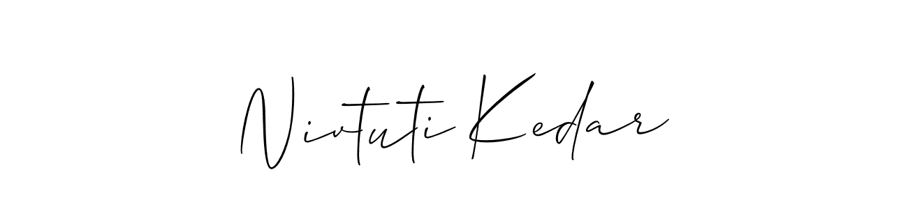 You should practise on your own different ways (Allison_Script) to write your name (Nivtuti Kedar) in signature. don't let someone else do it for you. Nivtuti Kedar signature style 2 images and pictures png