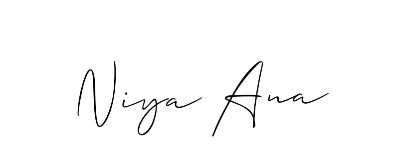 Make a beautiful signature design for name Niya Ana. With this signature (Allison_Script) style, you can create a handwritten signature for free. Niya Ana signature style 2 images and pictures png