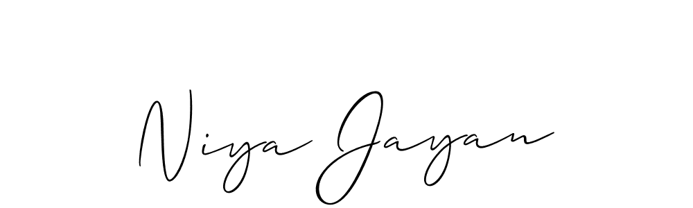 It looks lik you need a new signature style for name Niya Jayan. Design unique handwritten (Allison_Script) signature with our free signature maker in just a few clicks. Niya Jayan signature style 2 images and pictures png