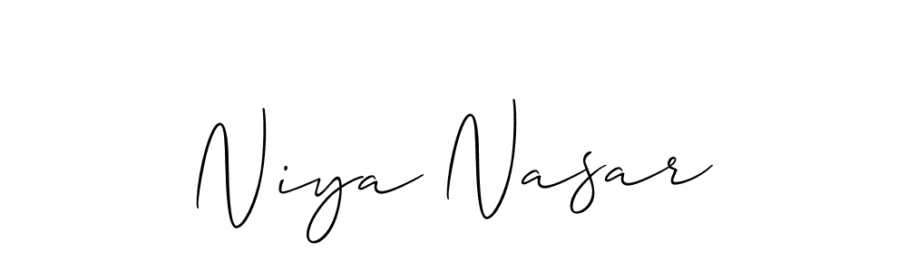 Design your own signature with our free online signature maker. With this signature software, you can create a handwritten (Allison_Script) signature for name Niya Nasar. Niya Nasar signature style 2 images and pictures png