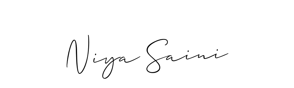 Design your own signature with our free online signature maker. With this signature software, you can create a handwritten (Allison_Script) signature for name Niya Saini. Niya Saini signature style 2 images and pictures png