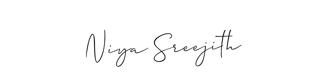 Design your own signature with our free online signature maker. With this signature software, you can create a handwritten (Allison_Script) signature for name Niya Sreejith. Niya Sreejith signature style 2 images and pictures png
