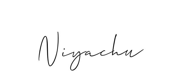 if you are searching for the best signature style for your name Niyachu. so please give up your signature search. here we have designed multiple signature styles  using Allison_Script. Niyachu signature style 2 images and pictures png