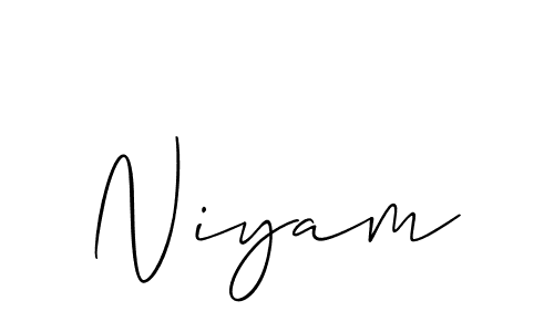 Make a beautiful signature design for name Niyam. With this signature (Allison_Script) style, you can create a handwritten signature for free. Niyam signature style 2 images and pictures png