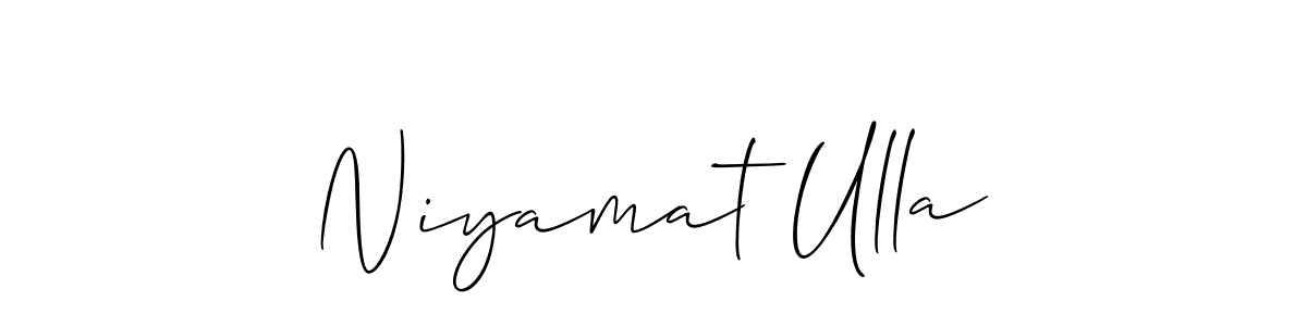 The best way (Allison_Script) to make a short signature is to pick only two or three words in your name. The name Niyamat Ulla include a total of six letters. For converting this name. Niyamat Ulla signature style 2 images and pictures png
