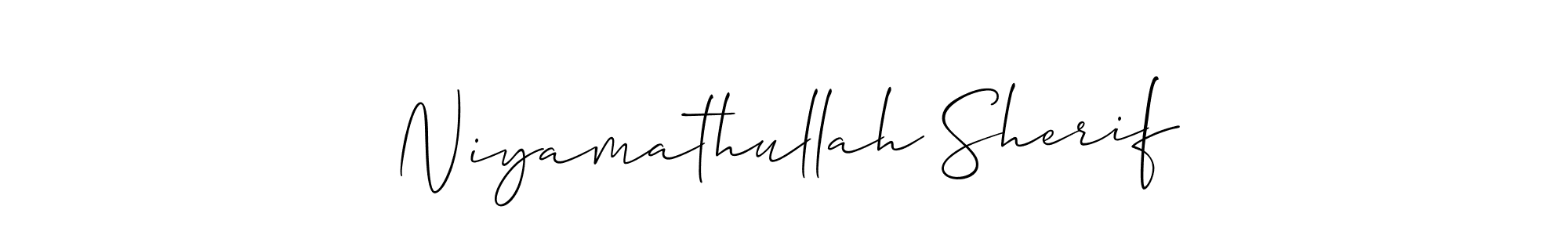 How to make Niyamathullah Sherif name signature. Use Allison_Script style for creating short signs online. This is the latest handwritten sign. Niyamathullah Sherif signature style 2 images and pictures png