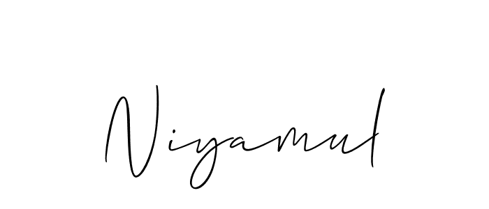 Create a beautiful signature design for name Niyamul. With this signature (Allison_Script) fonts, you can make a handwritten signature for free. Niyamul signature style 2 images and pictures png