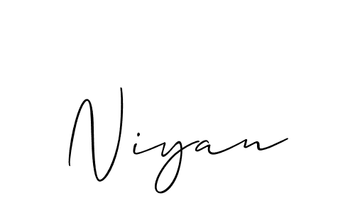 Make a beautiful signature design for name Niyan. With this signature (Allison_Script) style, you can create a handwritten signature for free. Niyan signature style 2 images and pictures png
