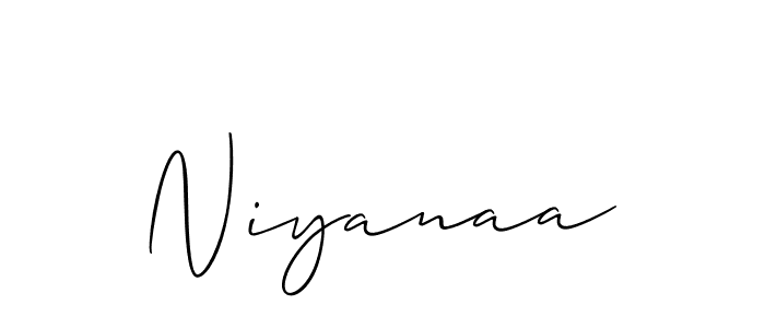 Also we have Niyanaa name is the best signature style. Create professional handwritten signature collection using Allison_Script autograph style. Niyanaa signature style 2 images and pictures png