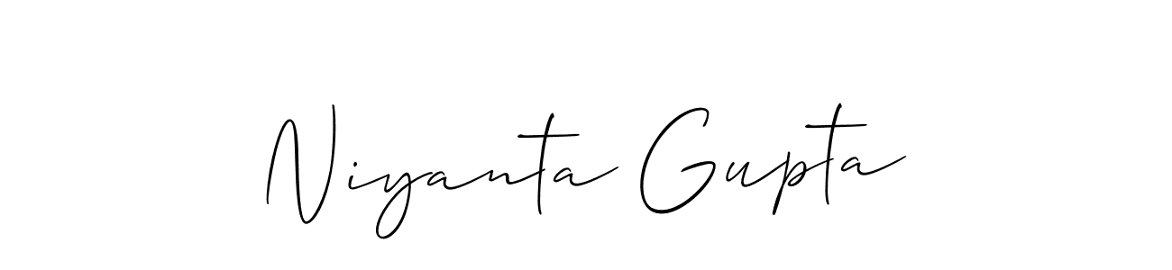 Make a short Niyanta Gupta signature style. Manage your documents anywhere anytime using Allison_Script. Create and add eSignatures, submit forms, share and send files easily. Niyanta Gupta signature style 2 images and pictures png