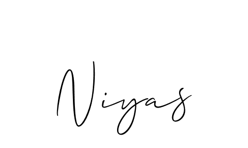 Also we have Niyas name is the best signature style. Create professional handwritten signature collection using Allison_Script autograph style. Niyas signature style 2 images and pictures png