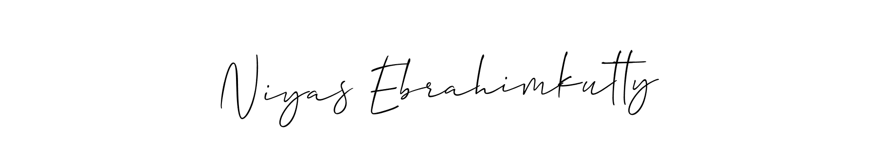 Use a signature maker to create a handwritten signature online. With this signature software, you can design (Allison_Script) your own signature for name Niyas Ebrahimkutty. Niyas Ebrahimkutty signature style 2 images and pictures png