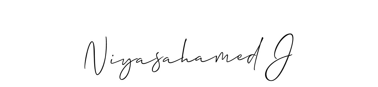 Use a signature maker to create a handwritten signature online. With this signature software, you can design (Allison_Script) your own signature for name Niyasahamed J. Niyasahamed J signature style 2 images and pictures png