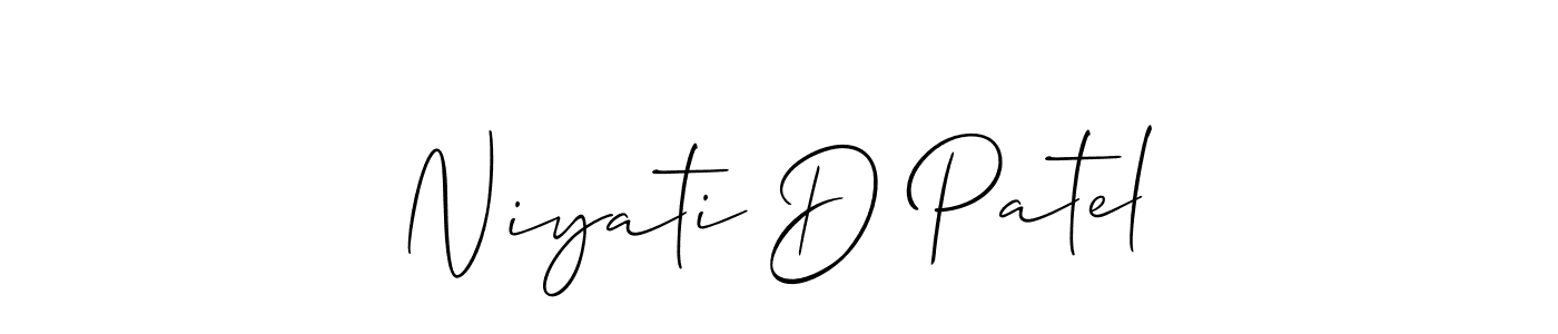 Similarly Allison_Script is the best handwritten signature design. Signature creator online .You can use it as an online autograph creator for name Niyati D Patel. Niyati D Patel signature style 2 images and pictures png