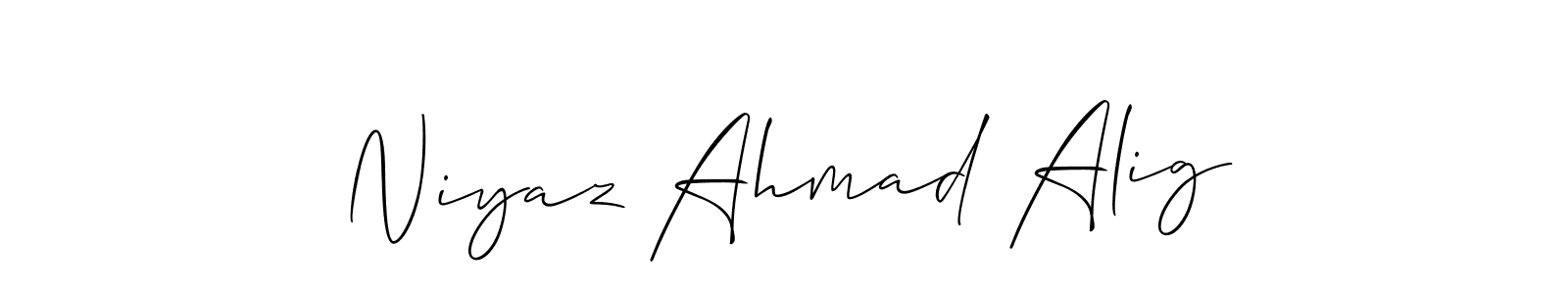 Make a beautiful signature design for name Niyaz Ahmad Alig. With this signature (Allison_Script) style, you can create a handwritten signature for free. Niyaz Ahmad Alig signature style 2 images and pictures png