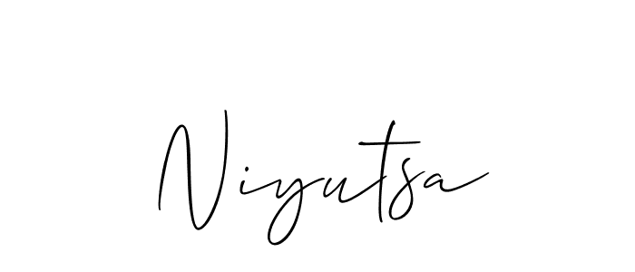 You should practise on your own different ways (Allison_Script) to write your name (Niyutsa) in signature. don't let someone else do it for you. Niyutsa signature style 2 images and pictures png
