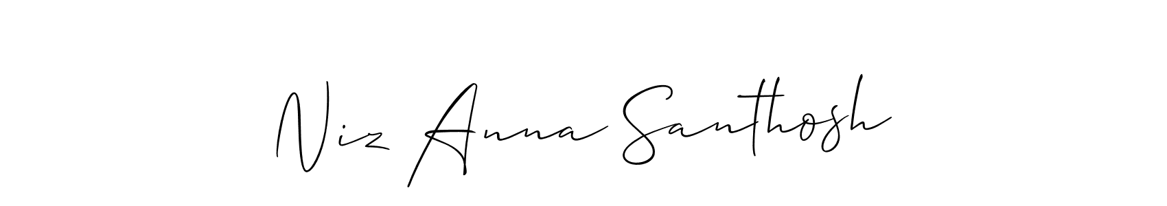 You should practise on your own different ways (Allison_Script) to write your name (Niz Anna Santhosh) in signature. don't let someone else do it for you. Niz Anna Santhosh signature style 2 images and pictures png