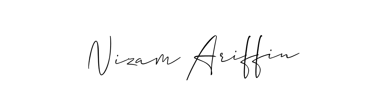 Create a beautiful signature design for name Nizam Ariffin. With this signature (Allison_Script) fonts, you can make a handwritten signature for free. Nizam Ariffin signature style 2 images and pictures png