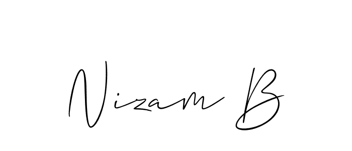 Similarly Allison_Script is the best handwritten signature design. Signature creator online .You can use it as an online autograph creator for name Nizam B. Nizam B signature style 2 images and pictures png