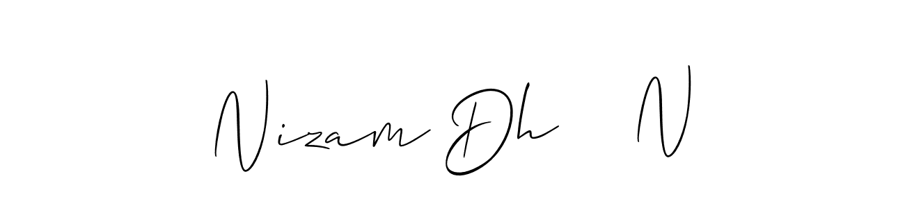 The best way (Allison_Script) to make a short signature is to pick only two or three words in your name. The name Nizam Dh    N include a total of six letters. For converting this name. Nizam Dh    N signature style 2 images and pictures png