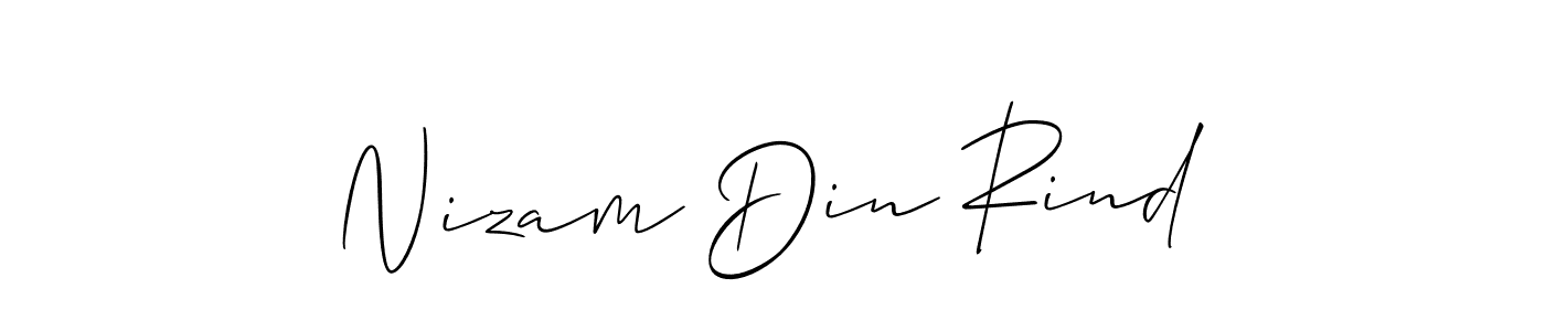 Allison_Script is a professional signature style that is perfect for those who want to add a touch of class to their signature. It is also a great choice for those who want to make their signature more unique. Get Nizam Din Rind name to fancy signature for free. Nizam Din Rind signature style 2 images and pictures png