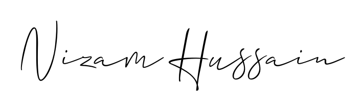 Quickly download Nizam Hussain name signature in high-resolution PNG using Allison_Script style. Ready to insert into PDFs and online applications. Nizam Hussain signature style 2 images and pictures png