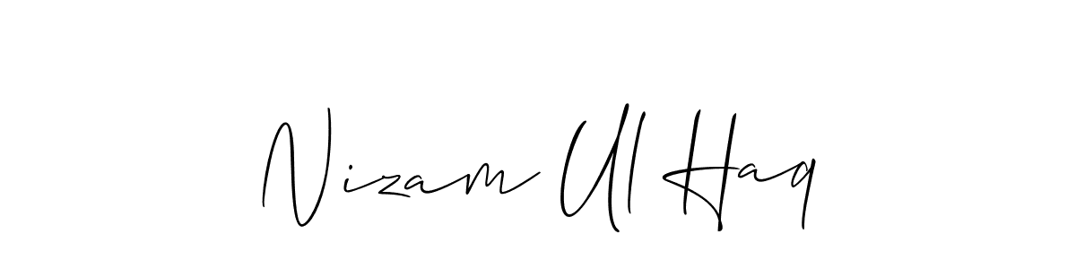 Use a signature maker to create a handwritten signature online. With this signature software, you can design (Allison_Script) your own signature for name Nizam Ul Haq. Nizam Ul Haq signature style 2 images and pictures png