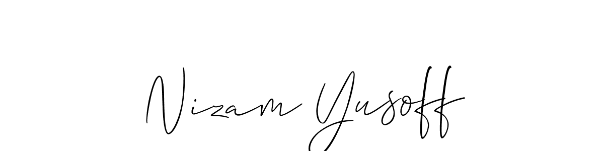 Create a beautiful signature design for name Nizam Yusoff. With this signature (Allison_Script) fonts, you can make a handwritten signature for free. Nizam Yusoff signature style 2 images and pictures png