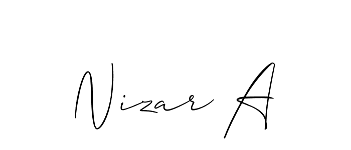 You should practise on your own different ways (Allison_Script) to write your name (Nizar A) in signature. don't let someone else do it for you. Nizar A signature style 2 images and pictures png