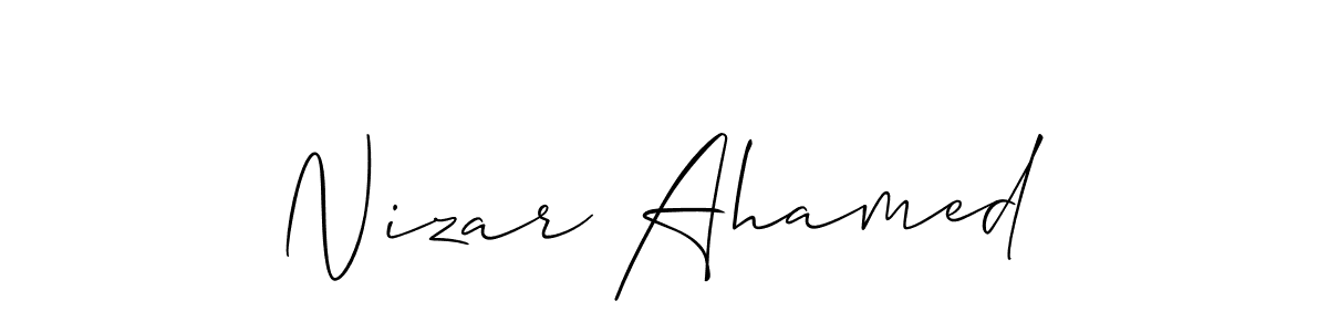 It looks lik you need a new signature style for name Nizar Ahamed. Design unique handwritten (Allison_Script) signature with our free signature maker in just a few clicks. Nizar Ahamed signature style 2 images and pictures png