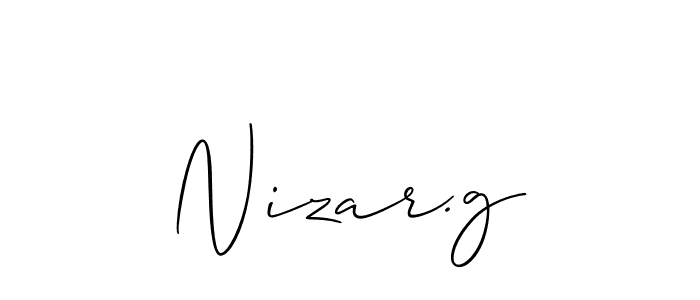 Allison_Script is a professional signature style that is perfect for those who want to add a touch of class to their signature. It is also a great choice for those who want to make their signature more unique. Get Nizar.g name to fancy signature for free. Nizar.g signature style 2 images and pictures png