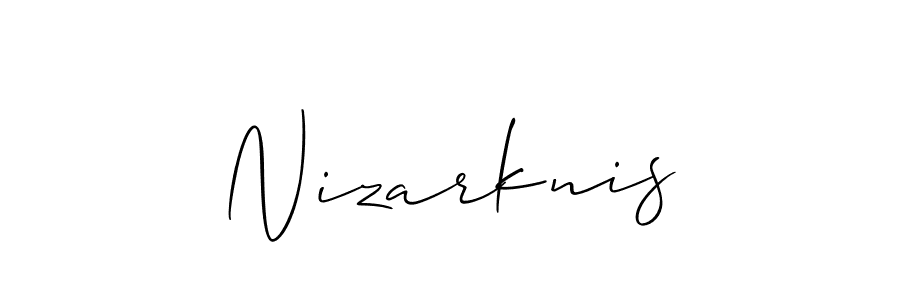 Allison_Script is a professional signature style that is perfect for those who want to add a touch of class to their signature. It is also a great choice for those who want to make their signature more unique. Get Nizarknis name to fancy signature for free. Nizarknis signature style 2 images and pictures png