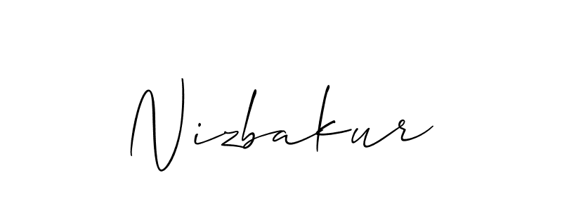 The best way (Allison_Script) to make a short signature is to pick only two or three words in your name. The name Nizbakur include a total of six letters. For converting this name. Nizbakur signature style 2 images and pictures png