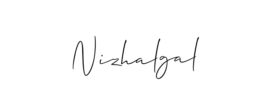 You should practise on your own different ways (Allison_Script) to write your name (Nizhalgal) in signature. don't let someone else do it for you. Nizhalgal signature style 2 images and pictures png