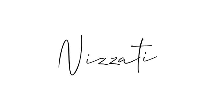 Design your own signature with our free online signature maker. With this signature software, you can create a handwritten (Allison_Script) signature for name Nizzati. Nizzati signature style 2 images and pictures png