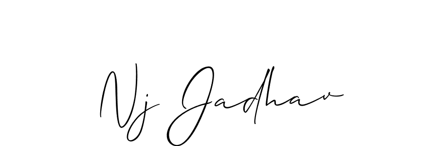 Allison_Script is a professional signature style that is perfect for those who want to add a touch of class to their signature. It is also a great choice for those who want to make their signature more unique. Get Nj Jadhav name to fancy signature for free. Nj Jadhav signature style 2 images and pictures png