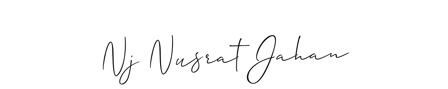 Make a beautiful signature design for name Nj Nusrat Jahan. With this signature (Allison_Script) style, you can create a handwritten signature for free. Nj Nusrat Jahan signature style 2 images and pictures png