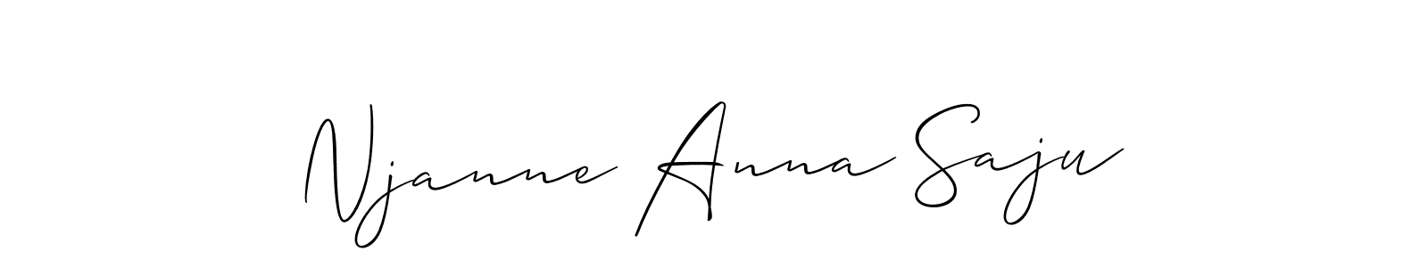 This is the best signature style for the Njanne Anna Saju name. Also you like these signature font (Allison_Script). Mix name signature. Njanne Anna Saju signature style 2 images and pictures png